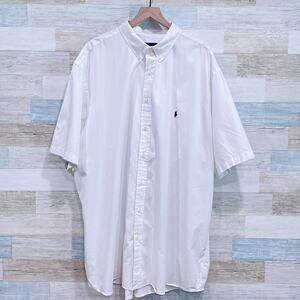 Ralph Lauren Feather Weight Twill Shirt White Cotton Preppy Mens 3XLT XXXL Tall